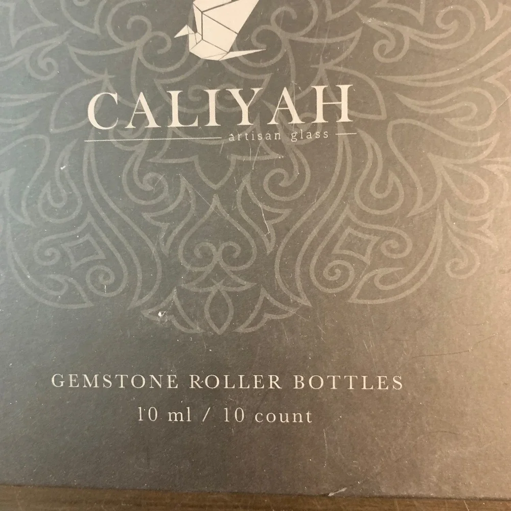 Caliyah‎ Artisan Glass 10ml Gemstone Roller Bottles for Essential Oils 10 Count